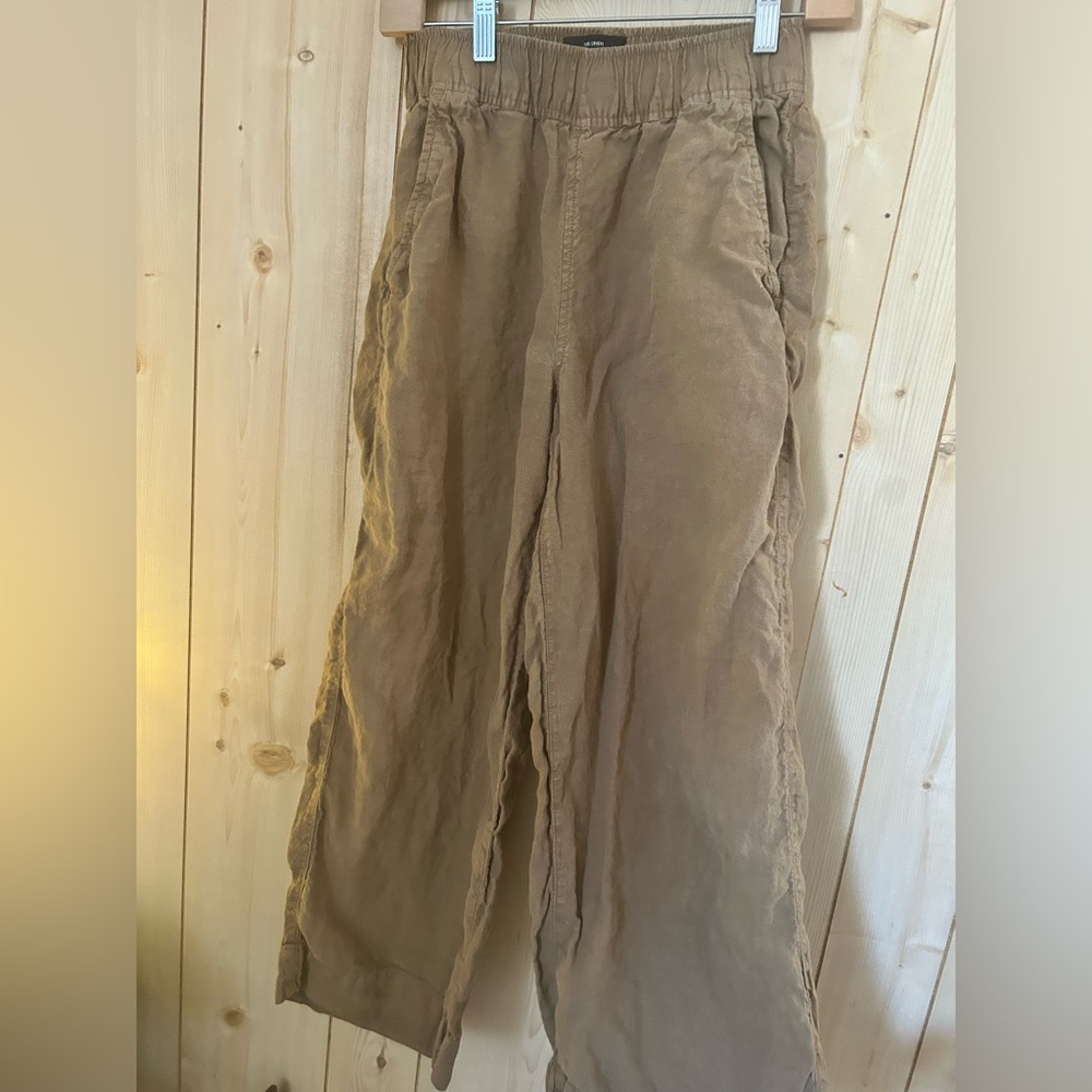 100% linen brown flowy pants